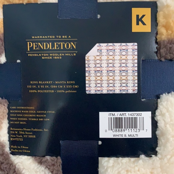 NWT southwest Pendleton Sherpa Fleece reversible blanket king size ivory - Picture 6 of 7